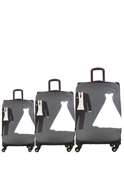MY SARACİYE Saracye Luggage Cover - Suitcase, Medium and Cabin Size Set, Bride Groom 08