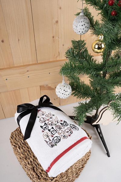 Baveno 100% Cotton Double 40X70 cm Christmas Embroidered Towel/Towel Set