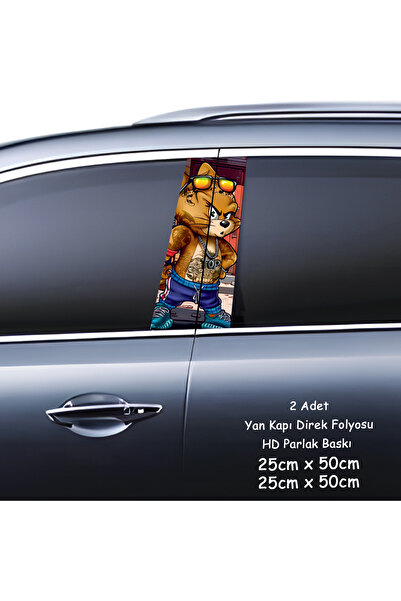 Automod Yaramaz Fare Resimli Oto Araba Yan Kapı Kaplama Folyo Sticker Poster 2adet Set Hd Baskı