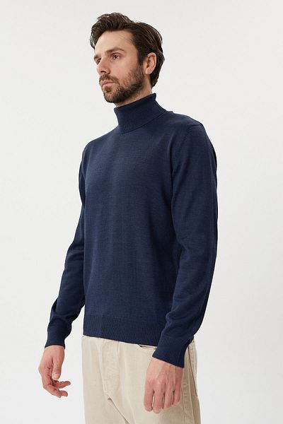 hateko Wool Blue Full Fisherman Sweater