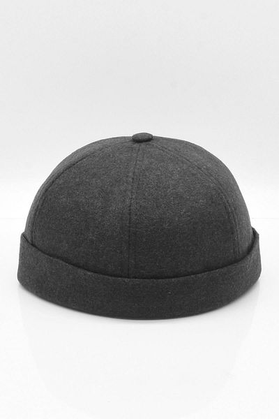Külah Anthracite Hiphop Docker Hat Wool Adjustable Cap with Metal Buckle