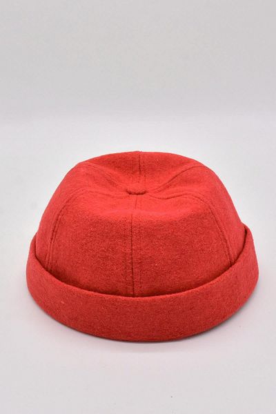 Külah Men's Street Style Wool Brimless Hat Red Docker Cap