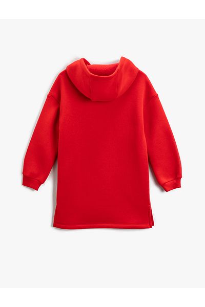 Koton Sweat Dress Snoopy Printed Licensed Raised Hooded Midi