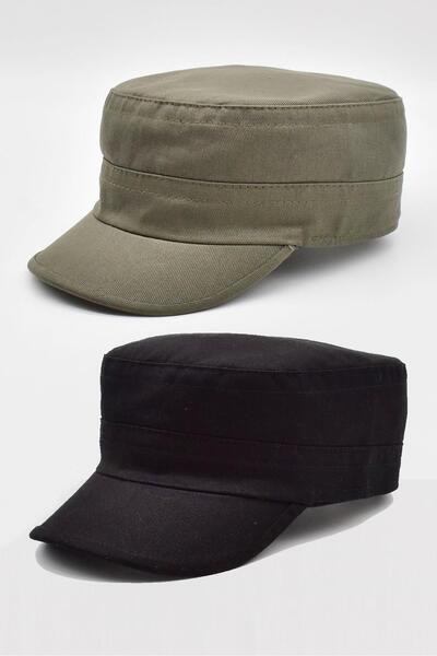 Külah Şapcă Kastro pentru bărbaţi Şapcă Castro în aer liber Pachet 2 Negru-Kaki