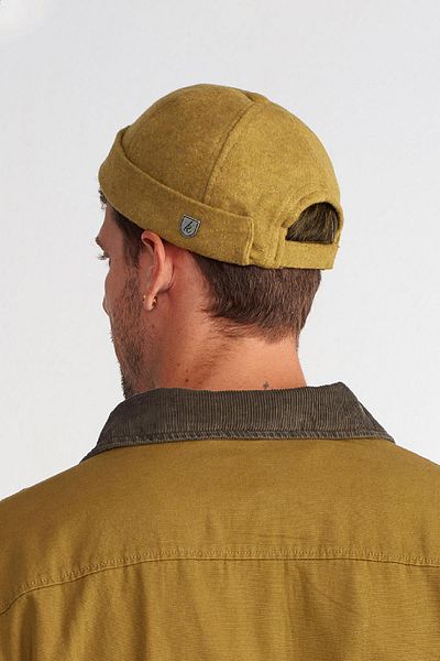 Külah Men's Street Style Wool Brimless Hat Mustard Docker Cap