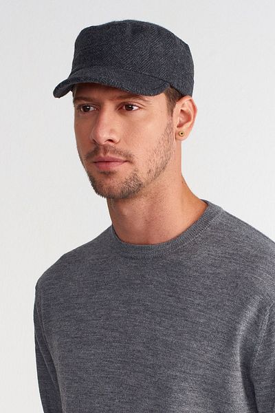 Külah Men's Wool Herringbone Worker Cap Hat