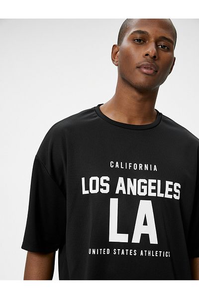Koton Oversize Sports T-Shirt College Printed Crew Lack