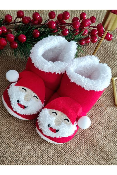 İMRENBEBEGİYİM New Year's Christmas Slippers - Rattle Baby Home Shoes
