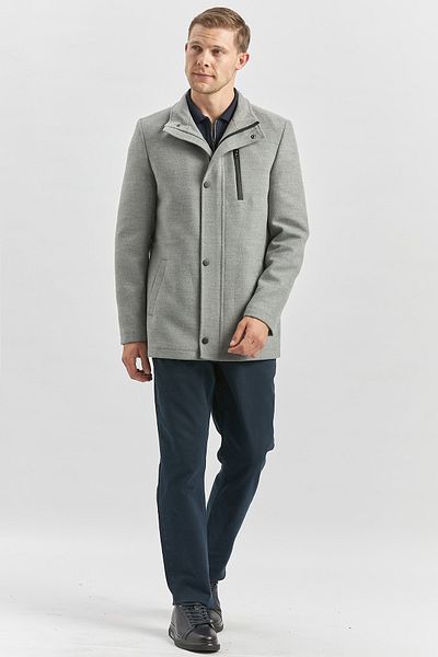 İmza Κλασικό παλτό με γιακά Slim Fit Grey Cashmere - Καπιτονέ με επένδυση 1008245150