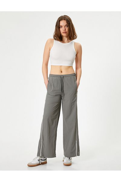 Koton Wide Leg Parachute Trousers with Pockets and Ties