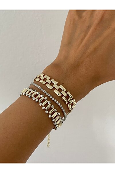 Lavian Accessories Gold Kalın Örme Zincir Bileklik