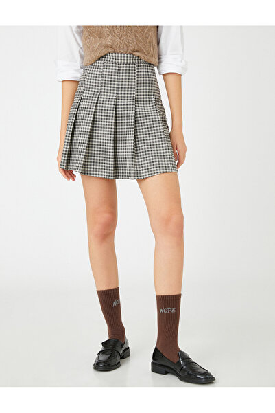 Koton Plisovaná sukně Check High Waist Check