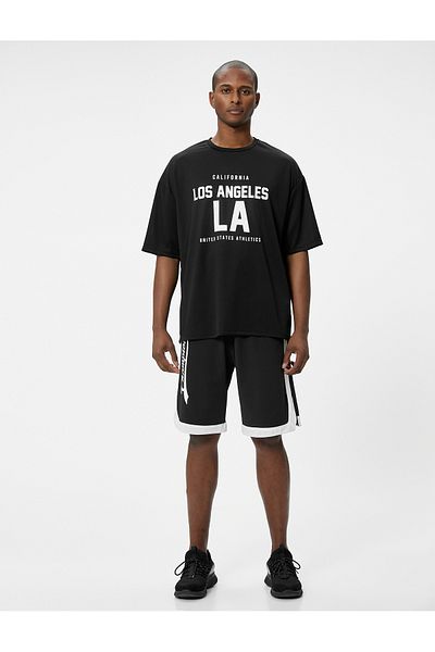 Koton Oversize Sports T-Shirt College Printed Crew Lack