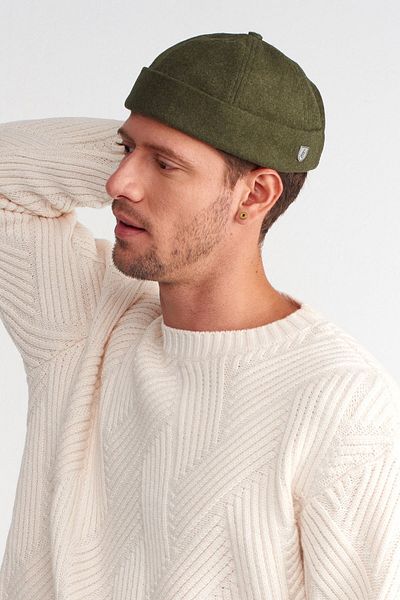 Külah Men's Street Style Wool Brimless Hat Docker Cap
