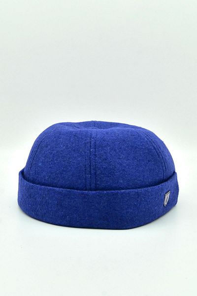 Külah Men's Street Style Wool Brimless Hat Blue Docker Cap