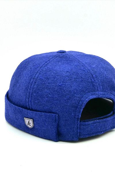Külah Men's Street Style Wool Brimless Hat Blue Docker Cap