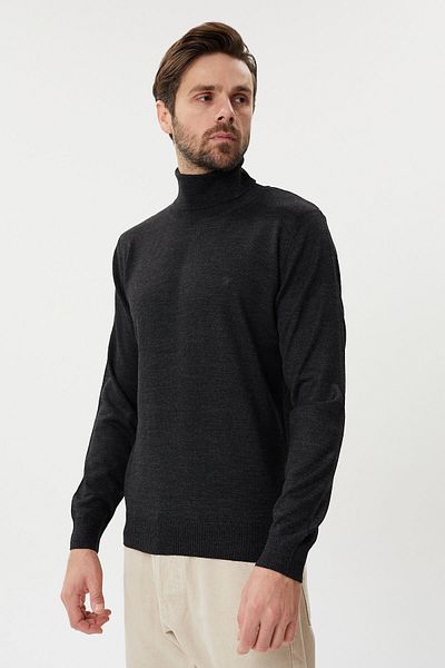 hateko Wool Anthracite Full Fisherman Sweater