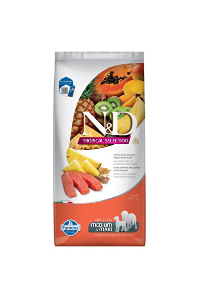 N&D tropical selection köpek 10kg medium maxi adult somonlu tropikal meyveli köpek maması büyük