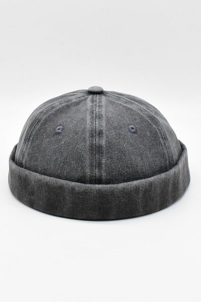 Külah Vintage Retro Black Antique Cotton Cap Docker Hat