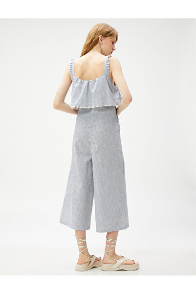 Koton Salopetă cu bretele din amestec de in - Detaliu cu volane și șiret în talie