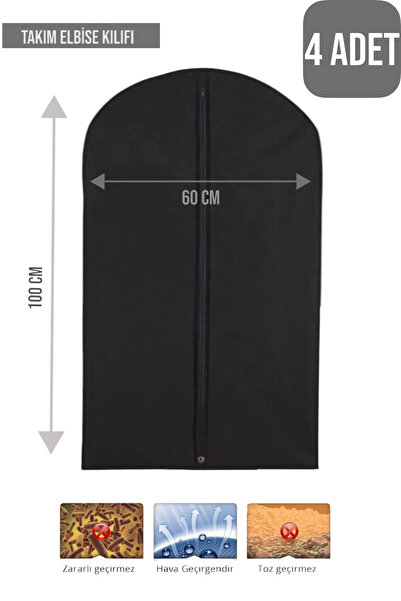 ( 4PCS ) Suit Cover Zippered Clothing Jacket Protective Hook -Closet Organizer