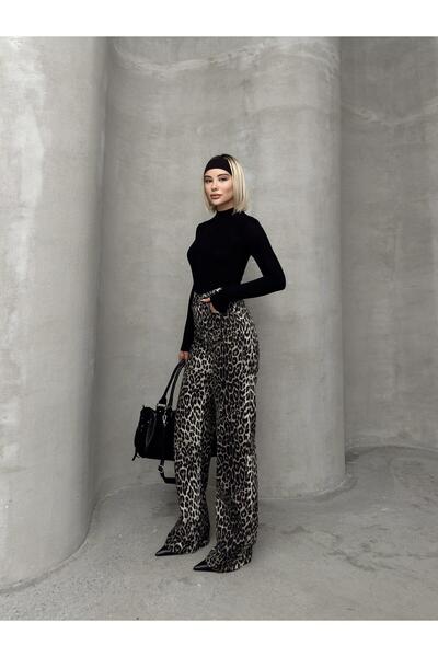 Olcay Τζιν παντελόνι με λεοπάρ στάμπα με τέσσερις τσέπες - ΚΑΦΕ 7567