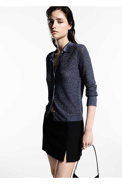 MANGO Woman Cămașă din tricotaje lurex