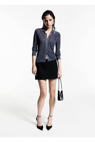 MANGO Woman Cămașă din tricotaje lurex