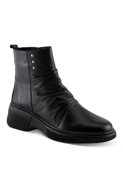 İNZE AYAKKABI Black Genuine Leather Boots - Model Name: Turtle Eye
