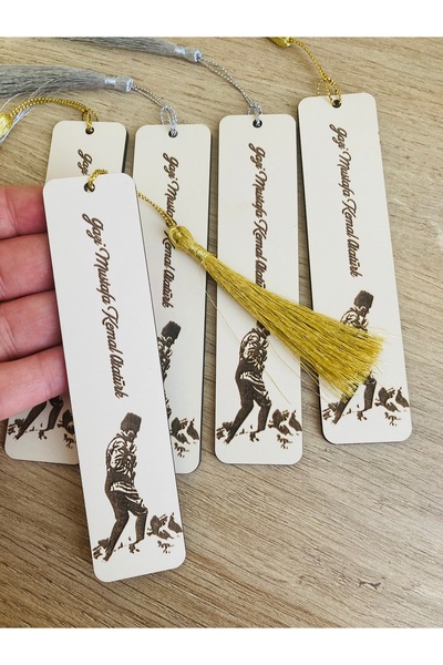 guluslazerkesim 10 ADET AHŞAP 17x5 EBATLI ATATÜRK SİLÜETLİ KİTAP AYRACI ÖĞRET...