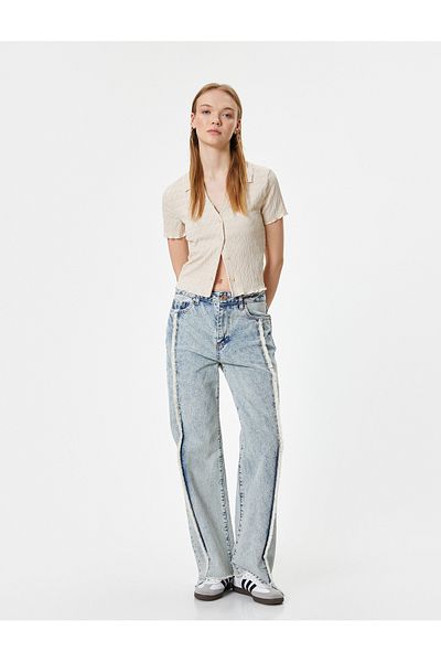 Koton Shirt Collar Short Sleeve Blouse - Buttoned