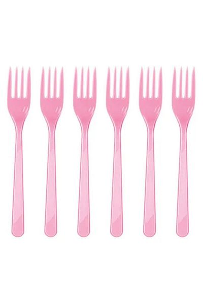 FOKUL Plastic Fork Pink Fork 25 Pieces Disposable Fork