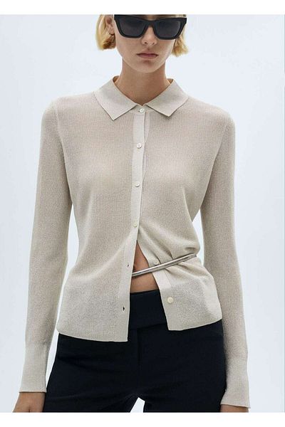 MANGO Woman Cămașă din tricotaje lurex
