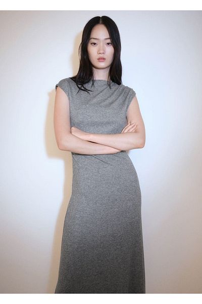 MANGO Woman Shoulder Molded Midi Dress