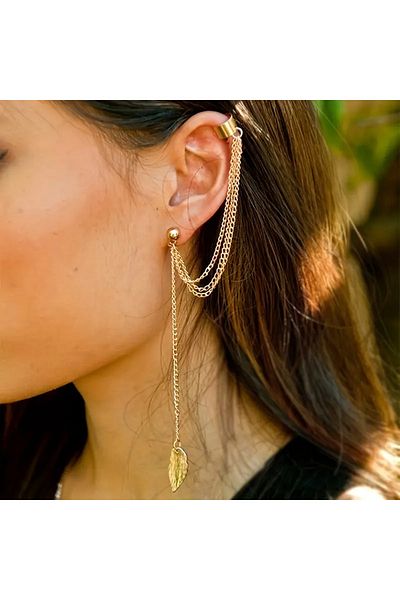 Ayzen Stylish Long Leaf Chain Earrings