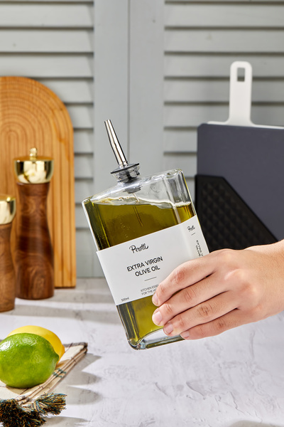 EMBazaar Stylish 500 ml Silver Kapak Cam Yağdanlık sosluk sirkelik