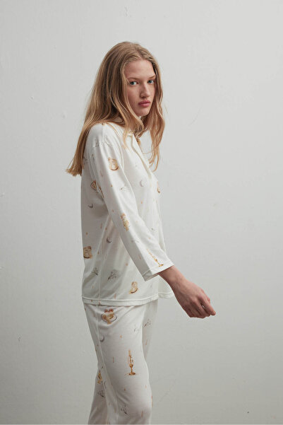 Hays Kadın Pamuklu Uzun Kollu Gömlek Pijama Üstü