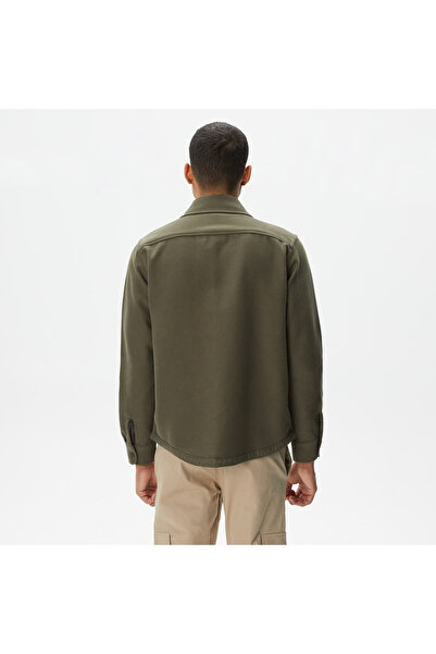 Lacoste Ανδρικό πουκάμισο τζιν χακί διπλής όψης κανονικής εφαρμογής