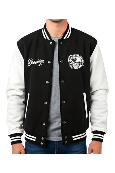 Edizen Skeleton 2025 Unisex Oversize εμπριμέ μαύρο κολεγιακό μπουφάν 100% βαμβάκι