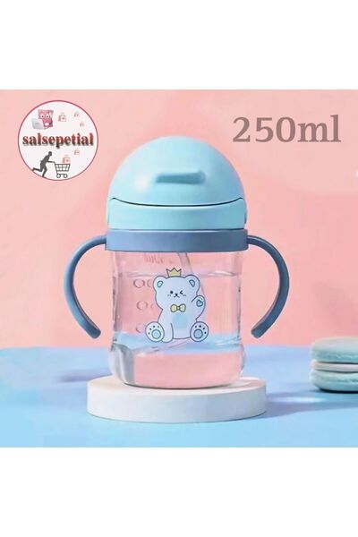 Salsepetial 250ml Figürlü Pipeti Suluk Bebek Matara Sevimli Su Şişesi Bebek P...
