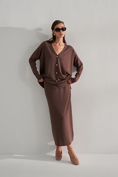 inspiration Kısa Rayon Merserize Hırka Acı Kahve