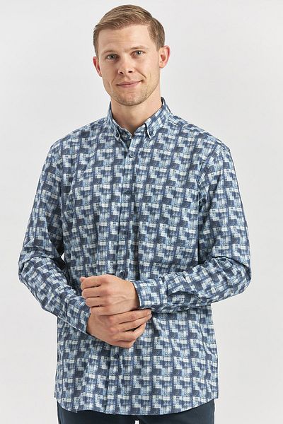 İmza Тъмносин дълъг ръкав с щампа Perfectto Classic Comfort Fit 1004240251