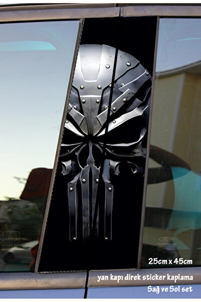 Automod مجموعة ملصقات رأس جمجمة ملونة مكونة من قطعتين - مجموعة تغطية عمود الباب