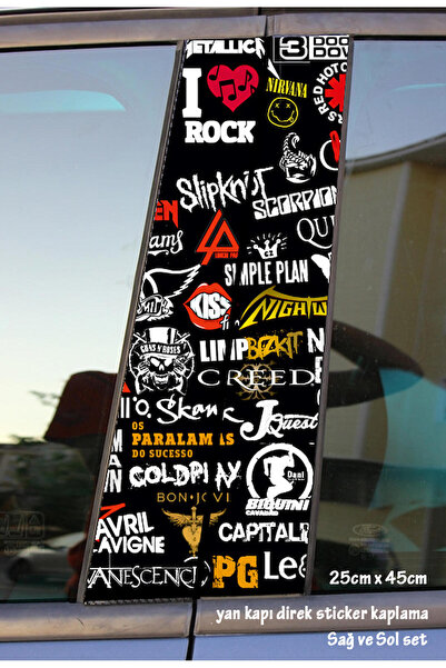 Automod rock metalci 2 adet sticker kapı direk kaplama takım set renkli folyo