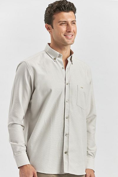 İmza Ανοιχτό μπεζ μακρυμάνικο πουκάμισο Self Armstrong Smart Classic Comfort Fit