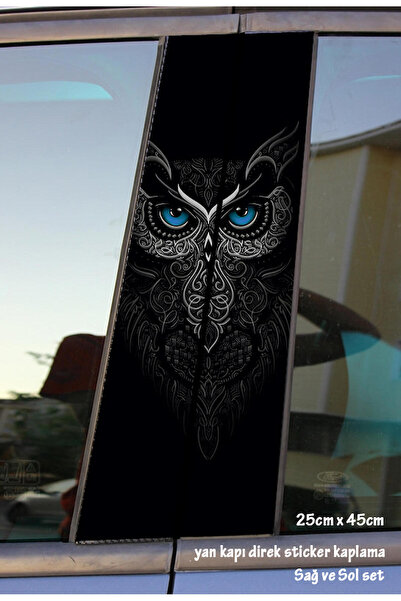 Automod baykuş 2 adet sticker kapı direk kaplama takım set renkli folyo