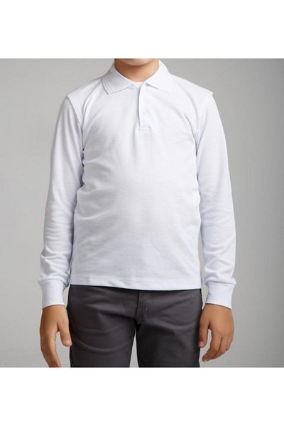BİLGEM Guler Polo Alb Mânecă Lungă Lacoste - 7-14 Ani Unisex