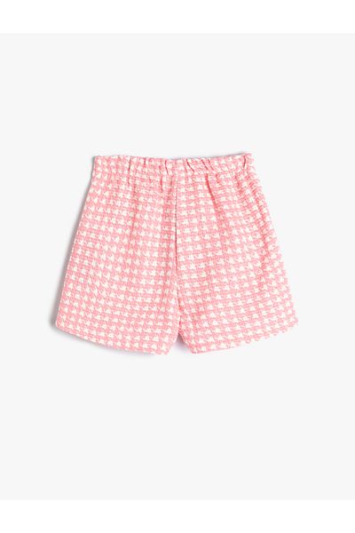 Koton Patterned Button Detailed Tweed Shorts Houndstooth