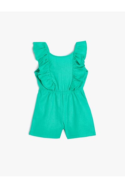Koton Kurzer Leinen-Jumpsuit – ärmellos und mit Rüschendetail