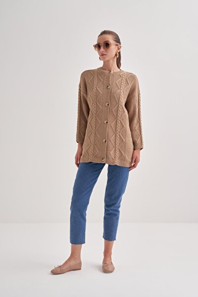 inspiration Pamuk Saçlı Pirinç Hırka Camel